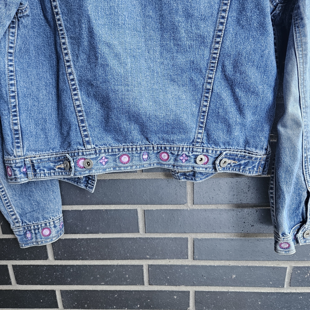 Buffalo Jean Vintage 90s Women's Embellished Embroidered Jean Jacket Size M - Picture 10 of 16